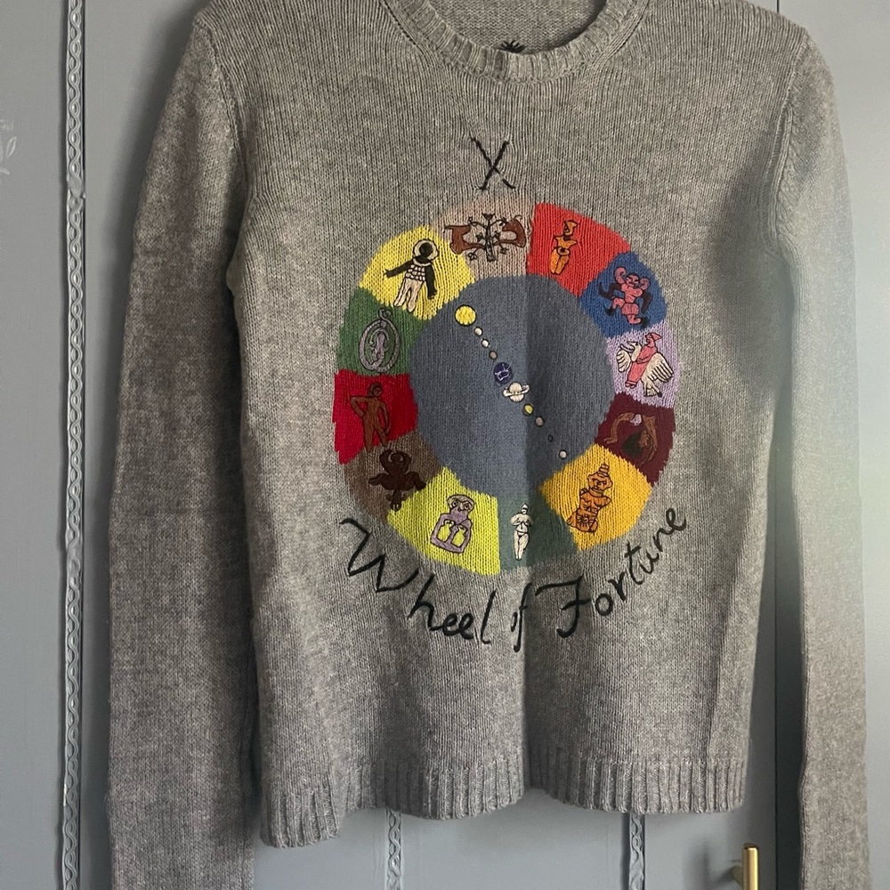 Dior Wheel of Fortune Graphic Crewneck Sweater - Gray